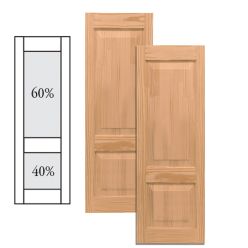 Traditional Wood Raised Panel Shutters w/ Offset Bottom Mullion
