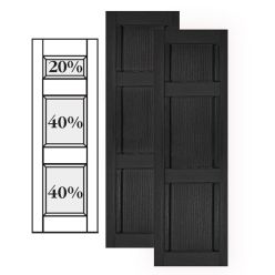 Custom Vinyl Classic Panel Shutters w/ Offset Top Double Mullion