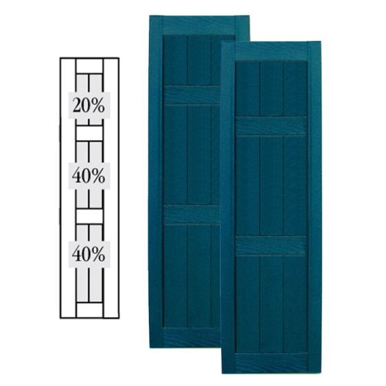 Custom Framed Closed Board & Batten Vinyl Shutters w/ Top Double Mullion