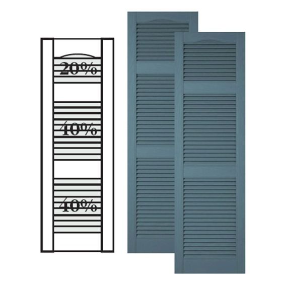 Custom Vinyl Louvered Shutters w/ Offset Top Double Mullion